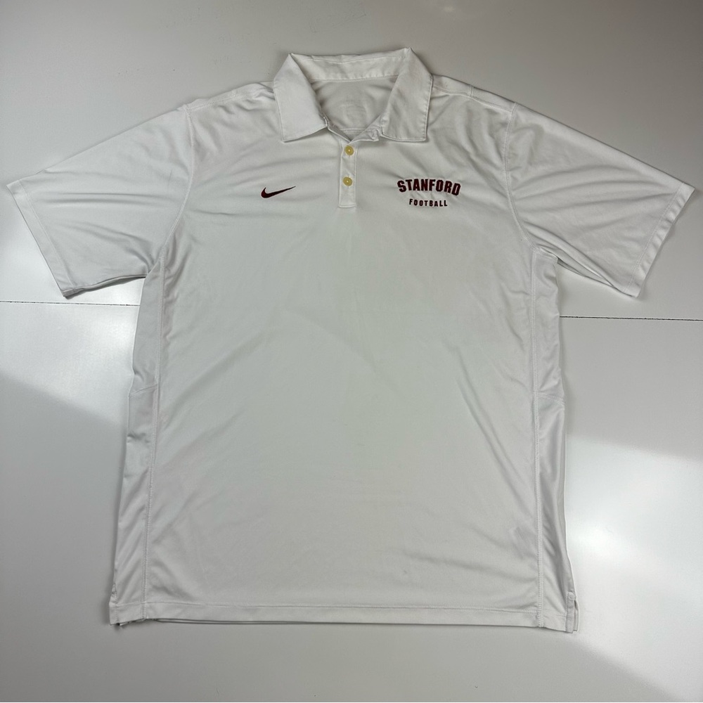 Stanford Cardinal Football Nike Polo Men's Size XL White Dry Fit